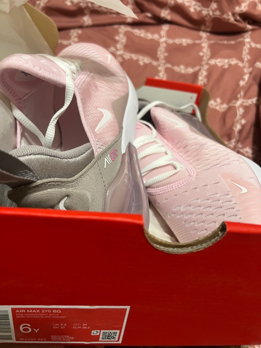 Nike Pink and Gray Air Max 270 Kids Sneakers